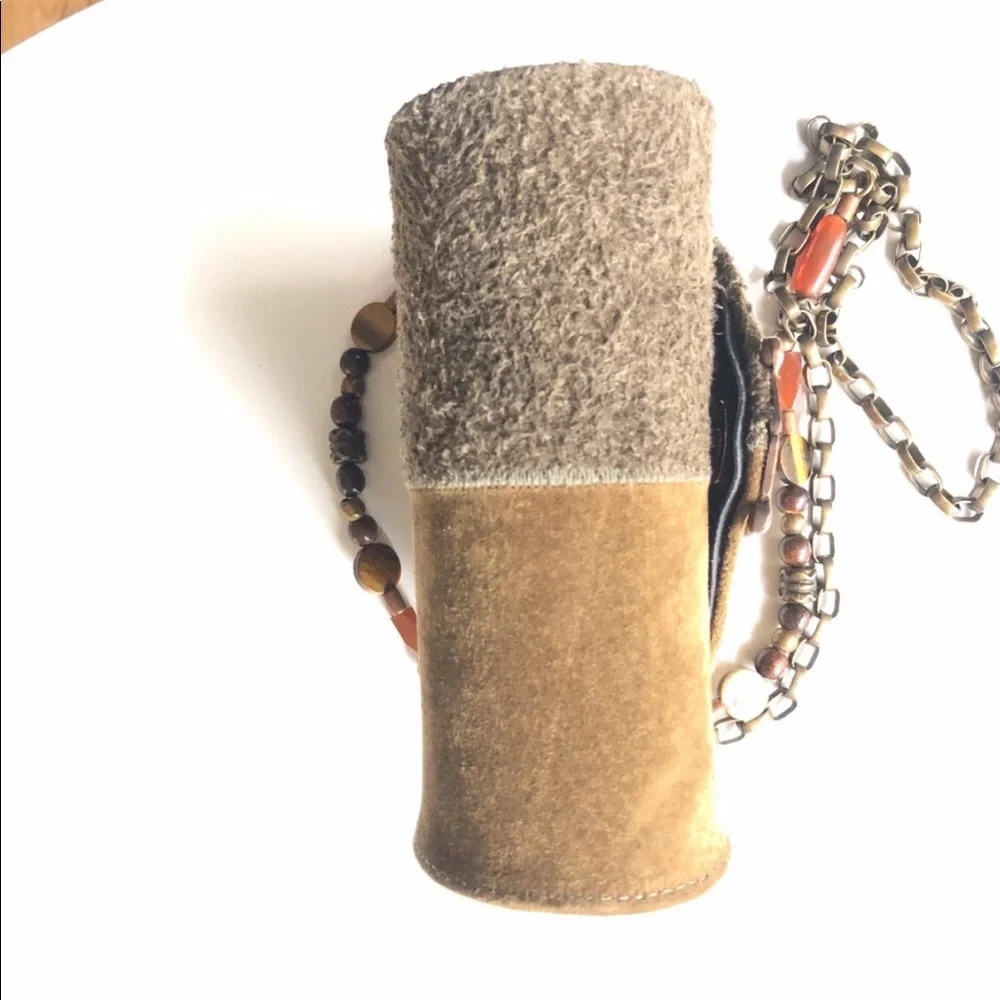 LEATHEROCK Olive & Tan Suede Box Shoulder Bag with Bead & Bronze Detail - Picture 5 of 13